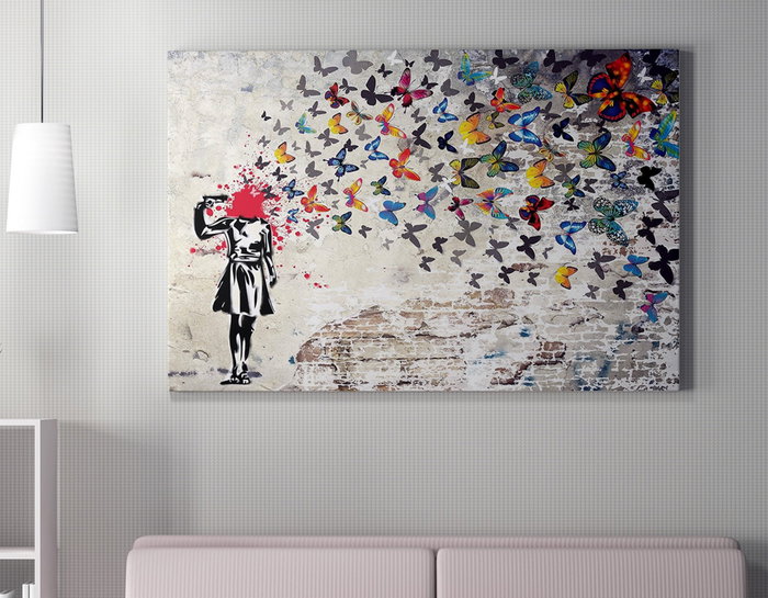 Wallity WY51 Banksy Lienzo Decorativo Enmarcado 50 x 70 cm Wallity WY51 Banksy Lienzo Decorativo Enmarcado 50 x 70 cm